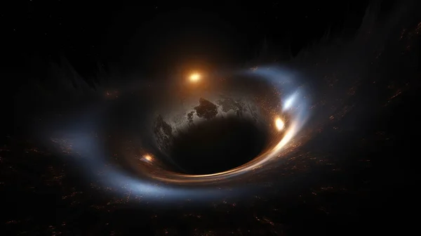 輝くイベントの地平線と超大質量ブラックホール デジタルイラスト — ストック写真