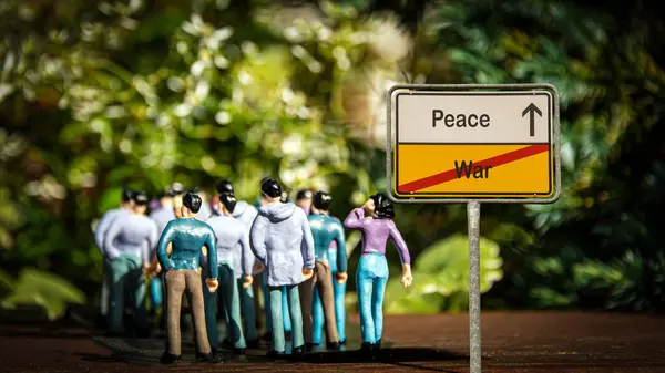 Οδός Υπογράψτε Την Κατεύθυνση Προς Την Ειρήνη Εναντίον Του Πολέμου — Φωτογραφία Αρχείου