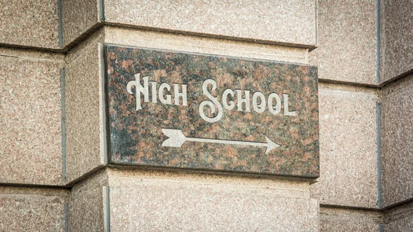 Street Sign Direction Way High School — Stock Photo, Image