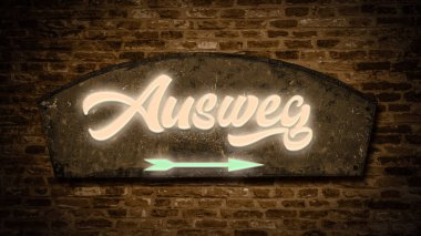 Çıkış yolunu gösteren işaretler var.