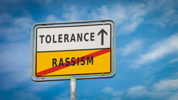 Straßenschild Weist Den Weg Richtung Toleranz Gegen Rassismus — Stockfoto