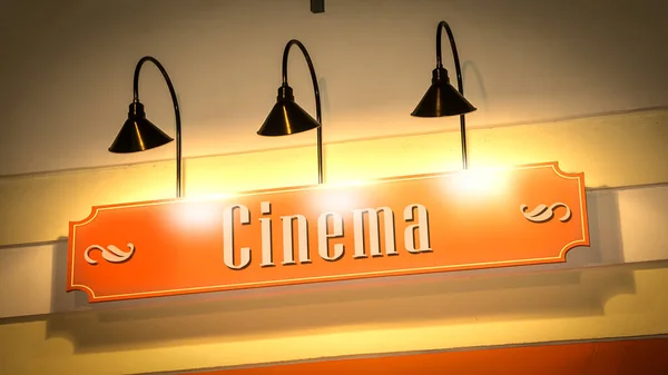 Straat Teken Richting Naar Cinema — Stockfoto