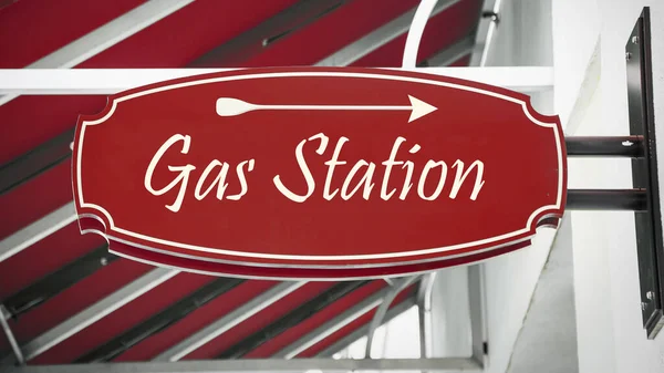 Street Sign Direction Way Gas Station — Stock Photo, Image