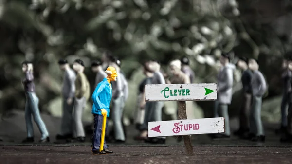 Straßenschild Weist Den Weg Clever Gegen Dumm — Stockfoto