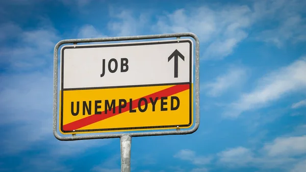 Вуличний Знак Шлях Роботи Проти Безробітних — стокове фото