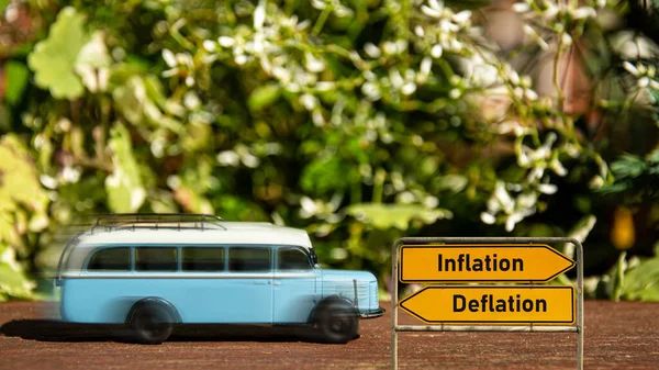 Straßenschild Weist Den Weg Richtung Inflation Deflation — Stockfoto