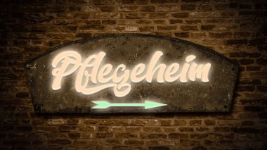 Almanca işaretli bir resim huzurevinin yönünü gösteriyor..