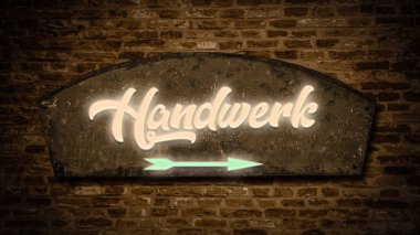 Resimde Almanca 'da işçiliğin yönünü gösteren bir tabela ve tabela var..