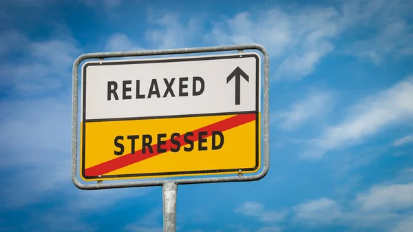 Street Underteckna Riktningen Vägen Till Avslappnad Kontra Stressad — Stockfoto