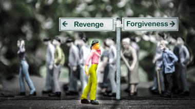 Street Sign the Direction Way to Forgiveness versus Revenge clipart