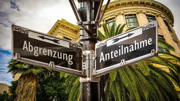 Image Signpost Pointing Two Different Directions German One Direction Points — Stock Photo, Image