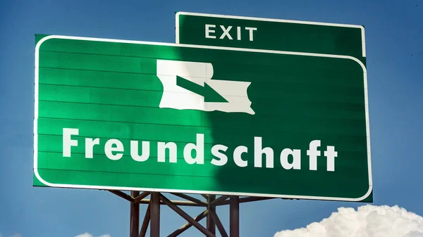 Resim Bir Işaret Levhası Almanca Arkadaşlık Yönünü Gösteren Bir Işaret — Stok fotoğraf