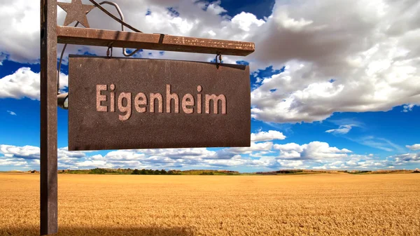 Resim Bir Işaret Levhası Almanca Evinizin Yönünü Gösteren Bir Tabela — Stok fotoğraf