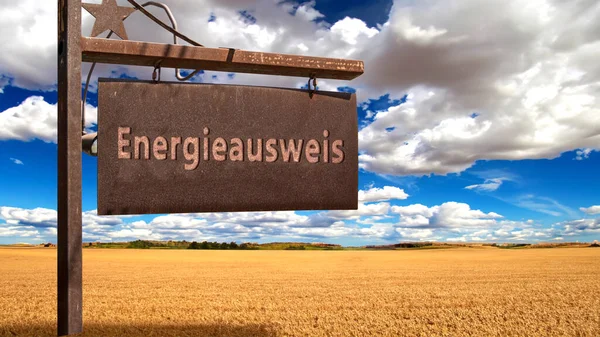 그림은 에너지 인증서의 방향을 가리키는 독일의 간판과 표지판을 보여줍니다 — 스톡 사진