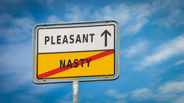 Street Sign the Direction Way to Pleasant versus Nasty