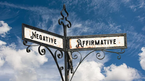 stock image Street Sign theDirection Way to Affirmative versus Negative