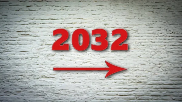 Image Signpost Pointing Direction Year 2032 — Stock Photo, Image
