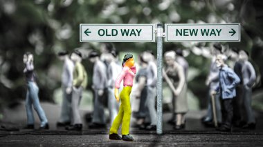 Sokak yeni Way karşı eski yol WY yön Imzala