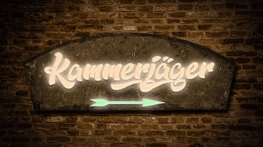 Resim bir tabela ve imha edicinin yönünü işaret eden Almanca bir tabela gösteriyor..