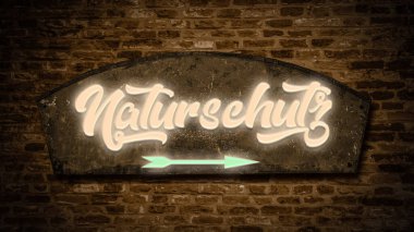 Almanca işaretli bir resim doğayı koruma yönünü gösteriyor..