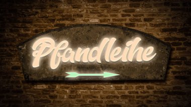 Almanca işaretli bir resim rehinci dükkanını işaret ediyor..