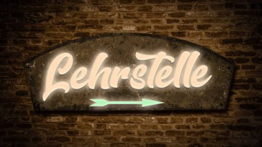 Almanca çıraklık pozisyonu için işaret levhaları olan bir resim.