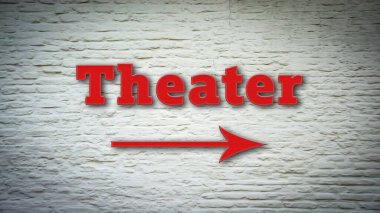 Almanca işaretli bir resim tiyatroyu işaret ediyor..