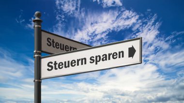 Almanca vergileri tasarruf etme yönünü gösteren bir tabela resmi.