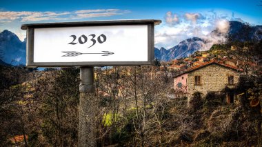 2030 yılını gösteren bir tabela resmi