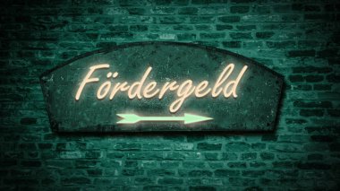 Resim, Almanca finansman yönünü gösteren bir tabela ve tabela gösteriyor..