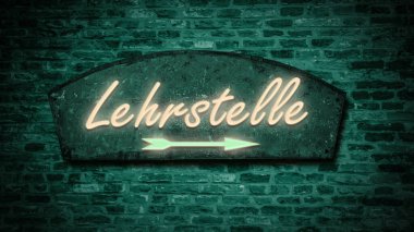 Almanca çıraklık pozisyonu için işaret levhaları olan bir resim.