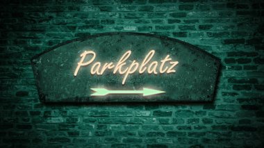 Otoparkı işaret eden Almanca işaret levhası olan bir resim..