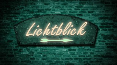 Almanca 'da parlak bir noktaya işaret levhaları olan bir resim.