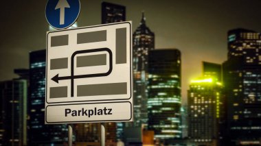 Otoparkı işaret eden Almanca işaret levhası olan bir resim..