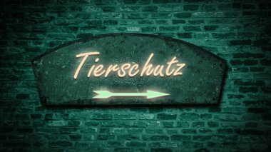 Almanca işaretli bir resim, hayvan refahını işaret ediyor..