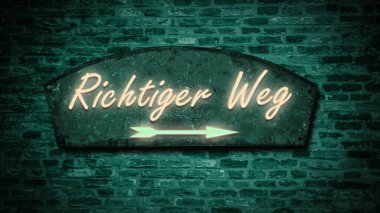 Almanca işaretli bir resim doğru yolu gösteriyor..