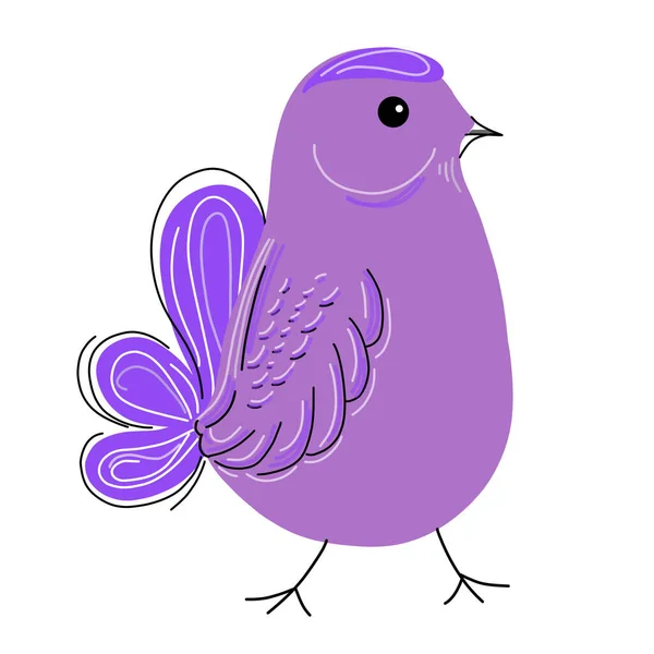 Illustration. A bird in pink and violet colors.