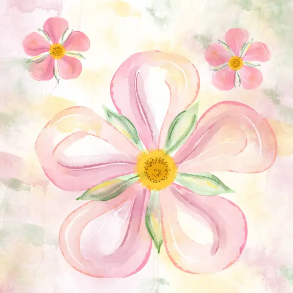 Illustration. Pink flowers on a colored background.