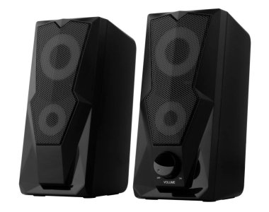 Beyaz bir arka plan üzerinde hoparlör