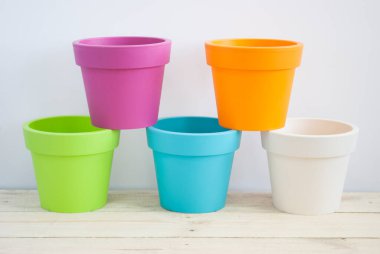 Beyaz arkaplanda çiçekler için boş saksılar