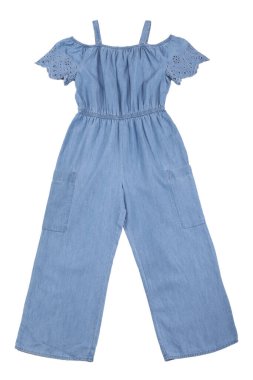 Beyaz arka planda izole edilmiş kızlar için yaz tulumları