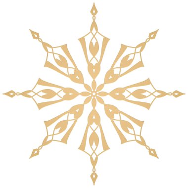 Altın kar tanesi beyaz arka planda izole edilmiş. Yeni Yıl ve Noel illüstrasyonu.