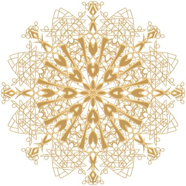 Altın kar tanesi beyaz arka planda izole edilmiş. Yeni Yıl ve Noel illüstrasyonu.