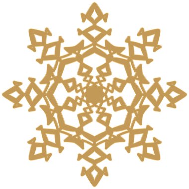 Altın kar tanesi beyaz arka planda izole edilmiş. Yeni Yıl ve Noel illüstrasyonu.