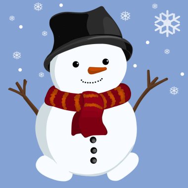 Beyaz arka planda izole edilmiş Noel Kardan Adam. 