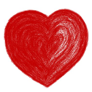 Beyaz arka planda kırmızı kalp. Kuru boya etkisi.