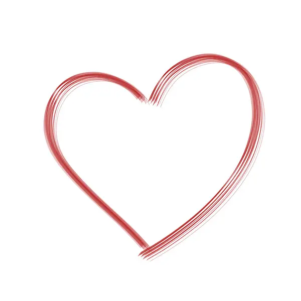 Red Contour Heart White Background Dry Paint Effect — Stock Photo, Image