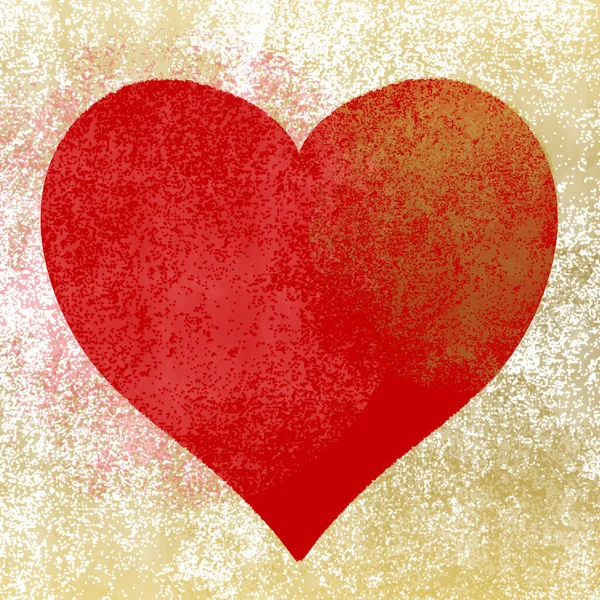Red Heart Golden Background Dry Paint Effect Illustration Element Background — Stock Photo, Image