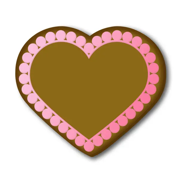 Illustration. Food. Heart-shaped gingerbread with icing decoration.