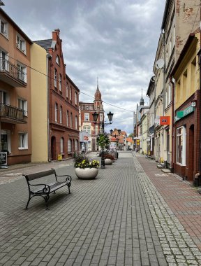 Swiebodzin, Polonya - 20 Eylül 2023: Eski sokaklar.